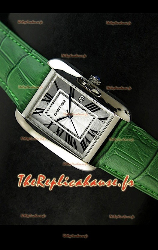 Cartier Tank Reproduction Montre Pour Femmes avec Boitier en Acier/Bracelet Vert
