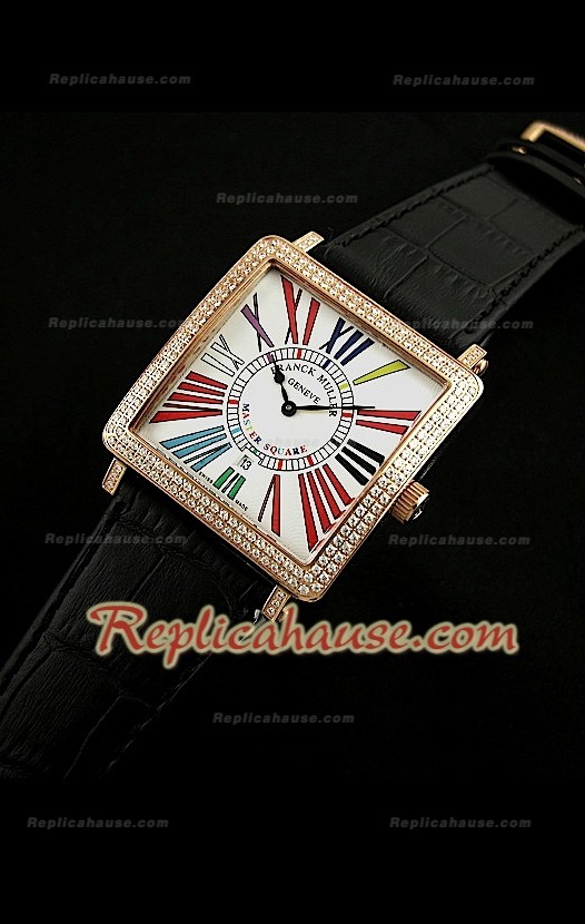 Franck Muller Square Swiss Quartz Montre avec Or Jaune