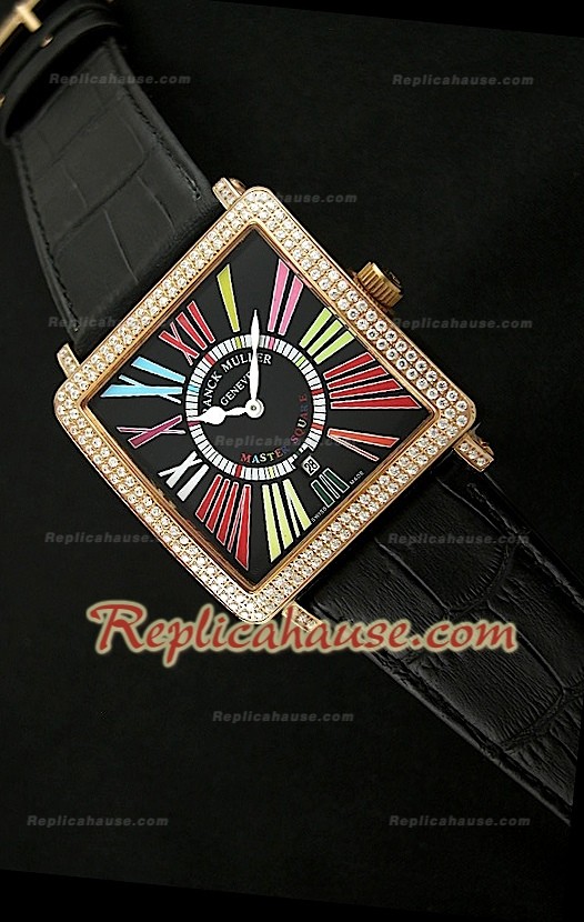 Franck Muller Square Swiss Quartz Montre avec Cadran Noir
