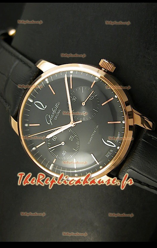 Glashuette Senator Reproduction Montre Japonaise avec Boitier Or Rose 18K