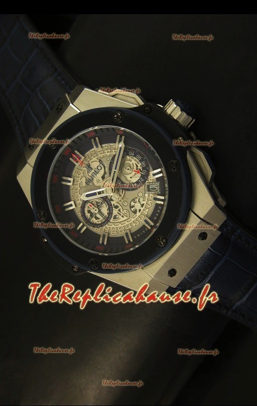 Montre à quartz suisse Hublot Big Bang avec cadran squeletté en acier 45mm