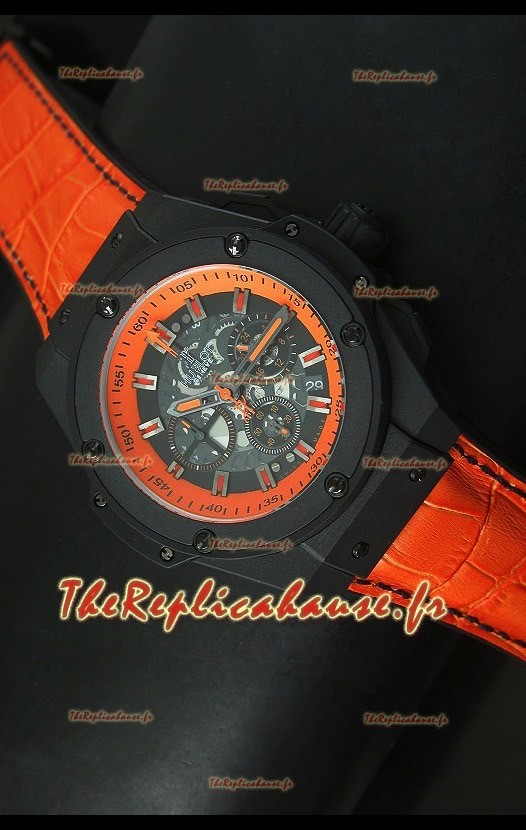 Montre à quartz suisse Hublot Big Bang à cadran squeletté volcan 45mm