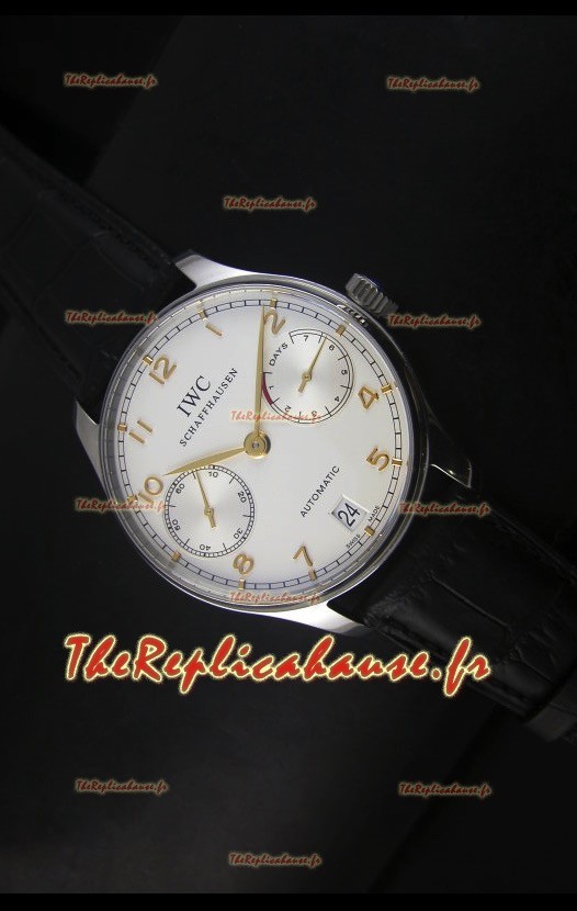 Montre automatique suisse IWC Portugieser IW500704 avec cadran blanc - Réplique miroir 1:1 remise au goût du jour 