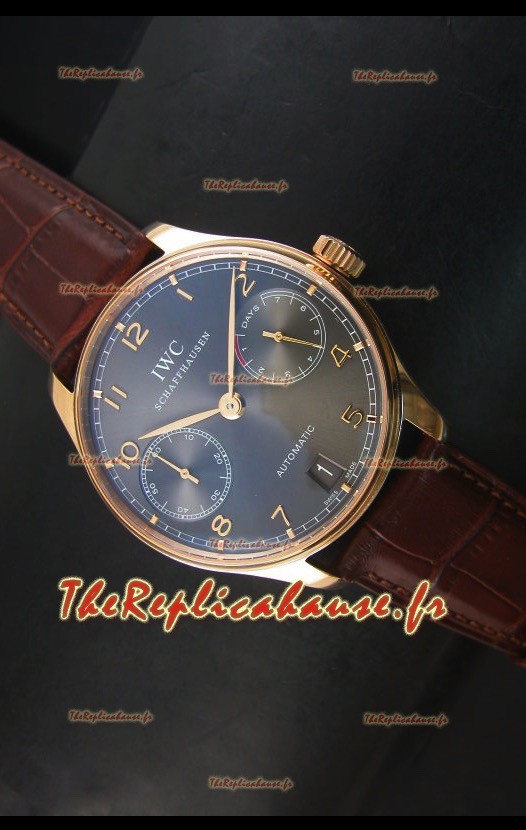 Montre automatique suisse IWC Portugieser IW500702 avec cadran gris - Réplique miroir 1:1 remise au goût du jour 