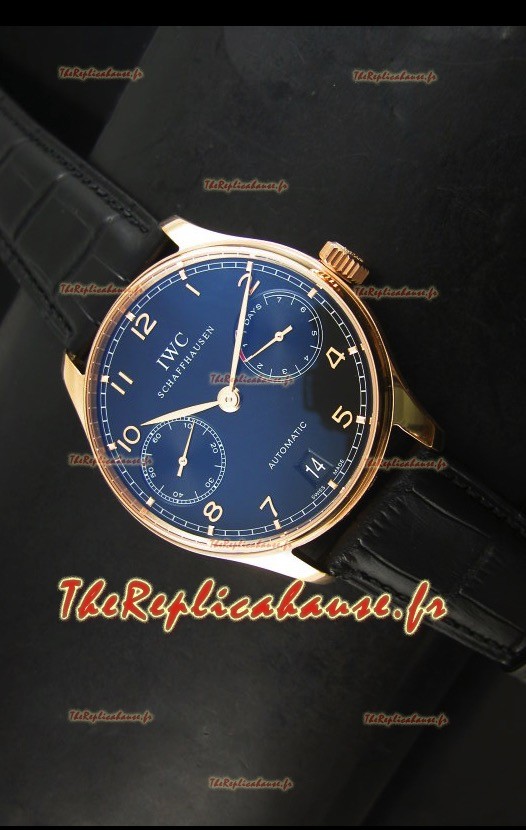 Montre automatique suisse IWC Portugieser IW500702 avec cadran noir - Réplique miroir 1:1 remise au goût du jour 
