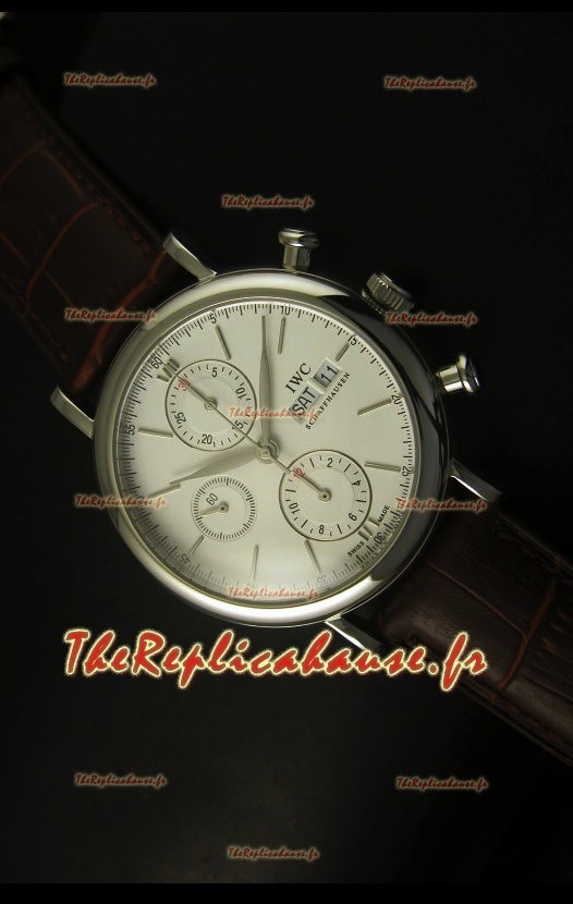 Montre suisse chronographe IWC Portofino avec boîtier acier et cadran blanc