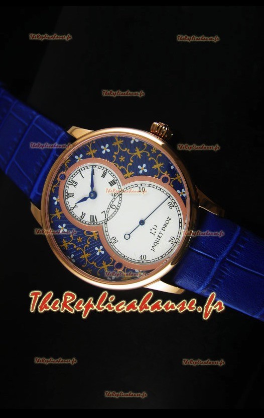 Montre Jaquet Droz Grande Seconde avec cadran paillonné-émaillé Grand Feu en or rose