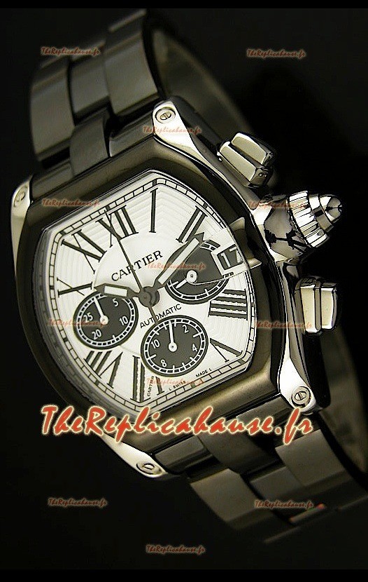 Cartier Roadster Chronograph XL Original avec revêtement DLC 1:1 Réplique de montre miroir