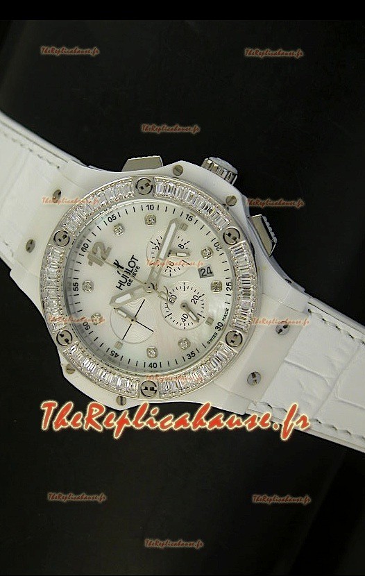 Montre pour femmes Hublot Big Bang 34mm avec mouvement Quartz - Cadran/Bracelet blanc