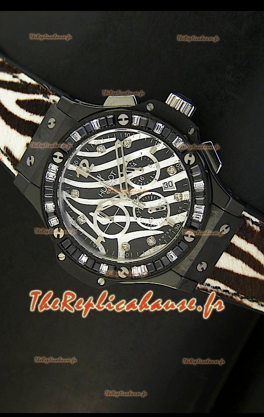 Montre Hublot Big Bang White Zebra Bang Édition boîtier noir en PVD