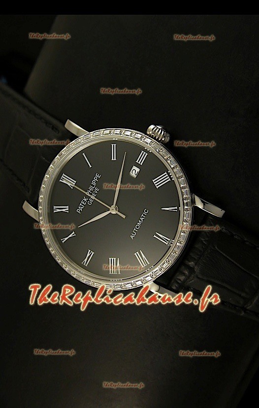 Réplique de montre suisse Patek Philippe Calatrava 5120 avec revêtement acier - Heures en chiffres romains