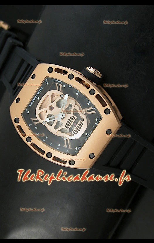 Réplique de montre suisse Richard Mille RM052 Skull Tourbillon avec revêtement or rose