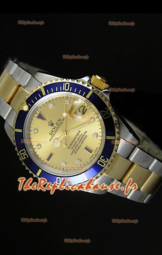 Réplique de montre suisse Rolex Submariner avec cadran or - Réplique de montre miroir 1:1