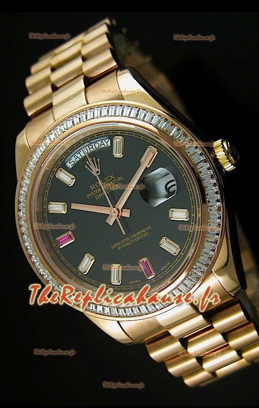 Réplique de montre suisse Rolex Day Date II 41MM - Cadran noir - Réplique de montre miroir 1:1 