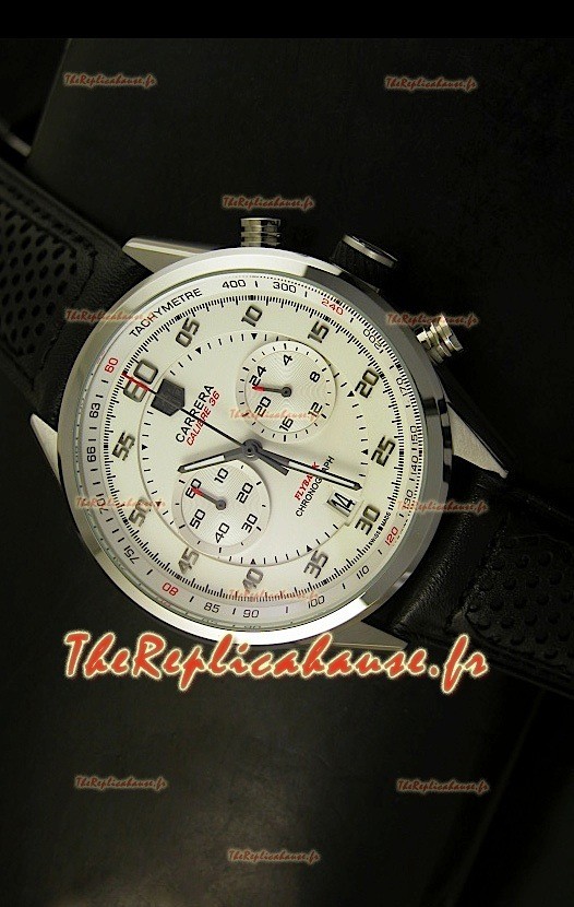 Réplique de montre Tag Heuer Carrera Calibre 36 Flyback avec cadran blanc - Mouvement Quartz