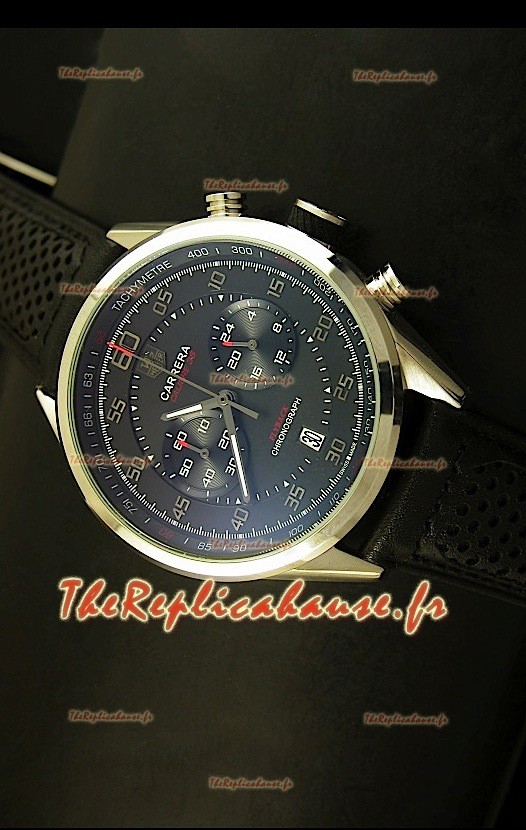 Réplique de montre Tag Heuer Carrera Calibre 36 Flyback avec cadran noir - Mouvement Quartz