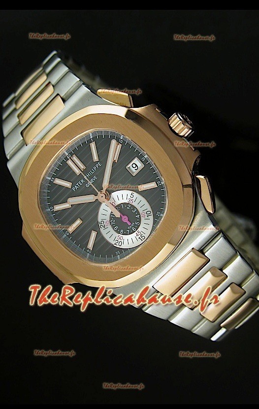 Montre suisse Patek Philippe Nautilus 5980 Chronograph deux tons - Réplique miroir 1:1