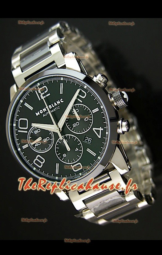 Mont Blanc Timewalker Inserts en Ceramique dans Bracelet Montre en Noir - REPRODUCTION Exacte 1:1