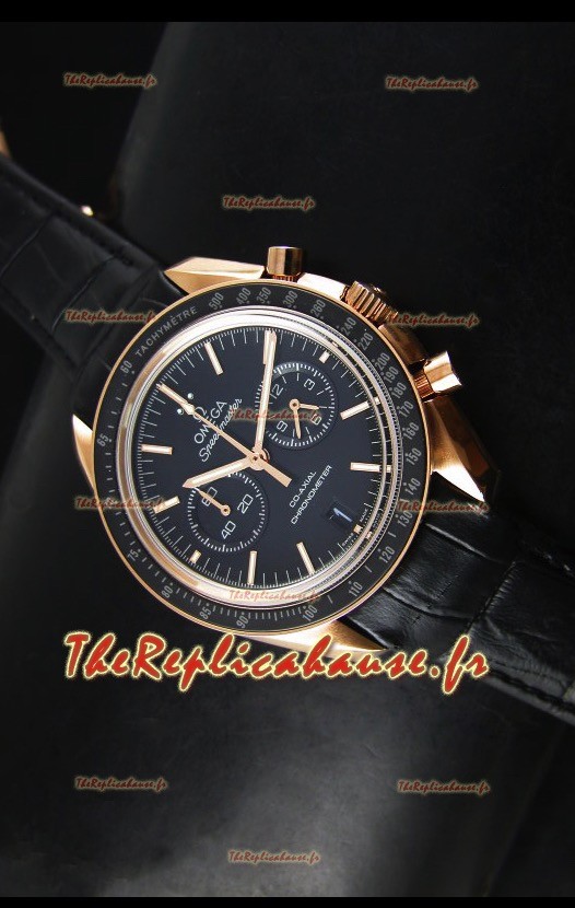 Réplique de montre coaxiale japonaise Omega Speedmaster Moon avec boîtier en or rose