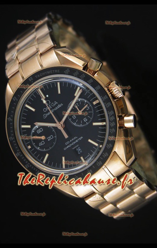 Montre suisse coaxiale Omega Speedmaster Moon en or rose - Réplique miroir 1:1