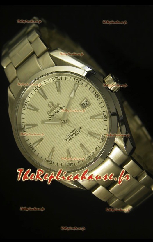 Montre suisse chronomètre coaxial Omega Seamaster Aqua Terra avec cadran blanc