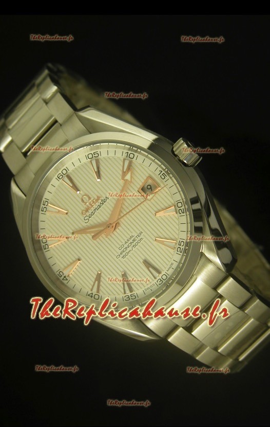 Montre suisse chronomètre coaxial Omega Seamaster Aqua Terra avec cadran blanc