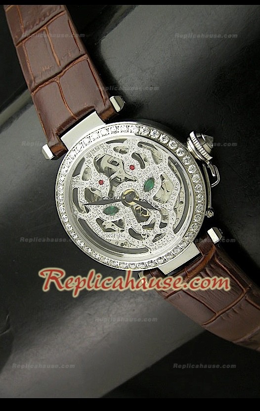 Cartier Pasha Skeleton Montre Femmes de Cadran avec Bracelet Marron
