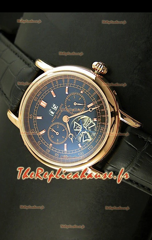 Patek Philippe Complications Tourbillon Reproduction Montre Japonaise en Or Rose