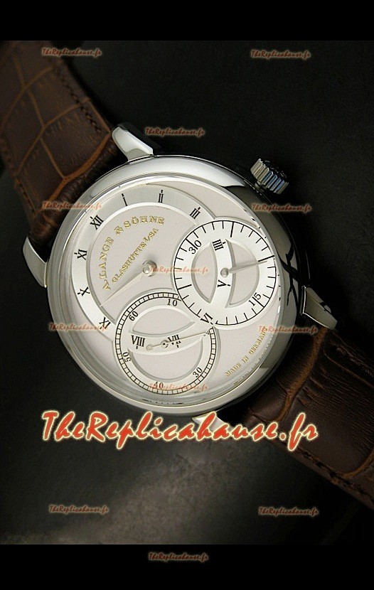 Alange Sohne Double Sous-Cadrans Montre Japonaise Bracelet Marron