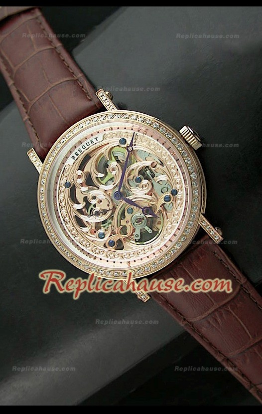 Breguet Skeleton Japanese Montre avec Diamants 