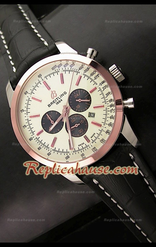 Breitling Transocean Japanese Quartz Montre en Or Rose