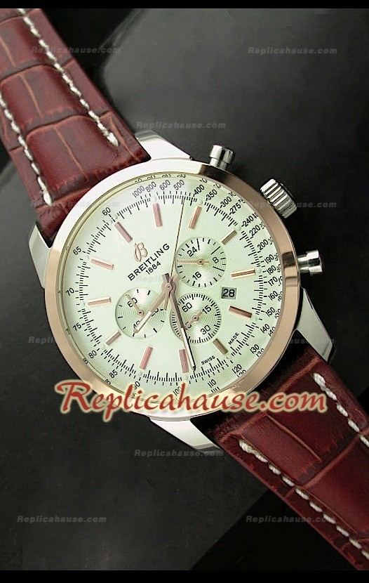 Breitling Transocean Japanese Quartz Montre en Or Rose
