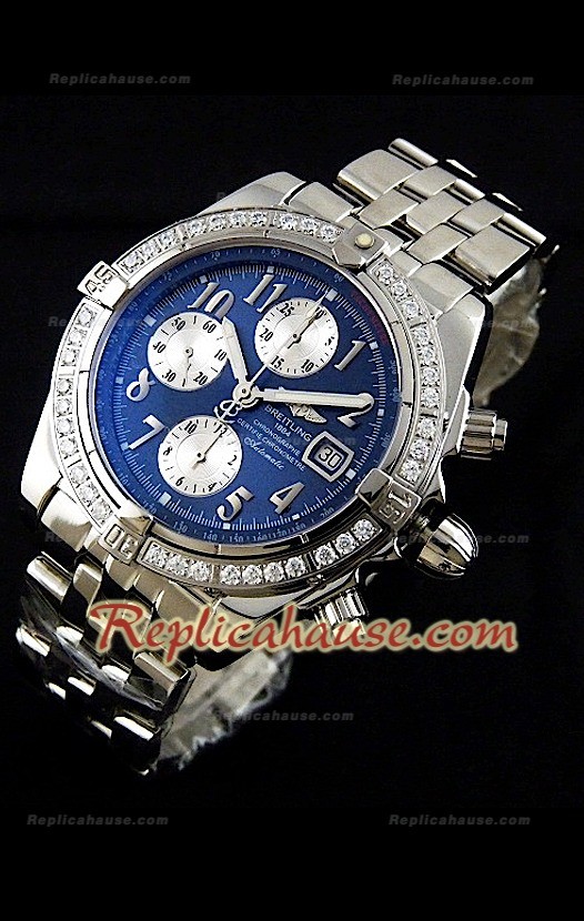 Breitling Chronomat Evolution Swiss Replica Montre avec Lunette de Diamants