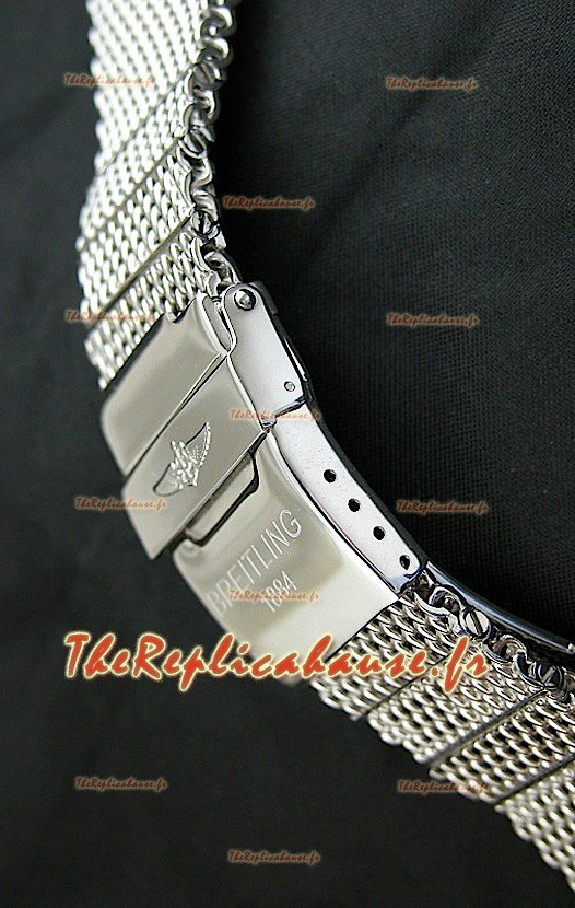 Breitling Bracelet en Acier Inoxydable 440 Poli avec Fermoir Double Fliplock