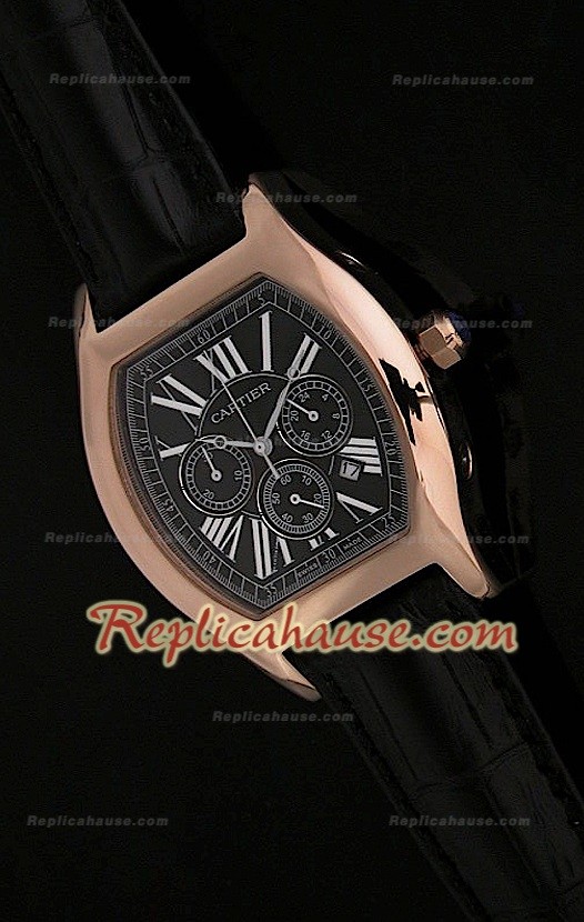 Cartier Tortue Chronograph Japanese Quartz Rose Gold Montre