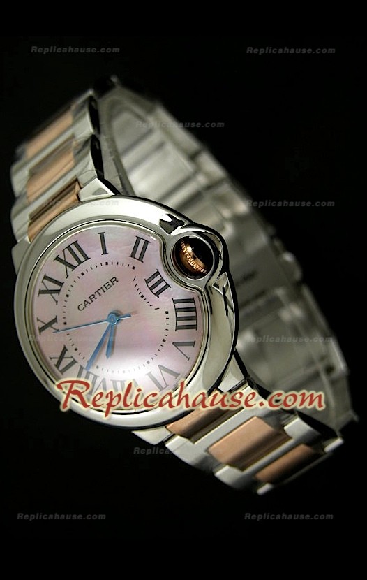 Ballon De Cartier Swiss Replica Watch - Mid Sized Two Tone Watch - 38MM