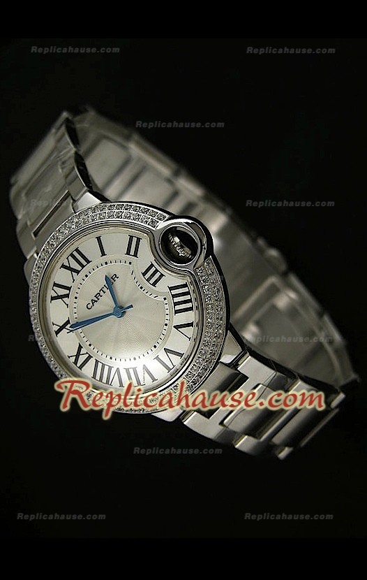Ballon De Cartier Swiss Replica Montre - Montre en Acier deTaille Moyenne - 38 mm