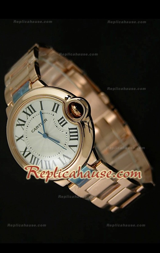Ballon De Cartier Swiss Replica Montre - Taille Moyenne - Montre Or Rose 38 mm