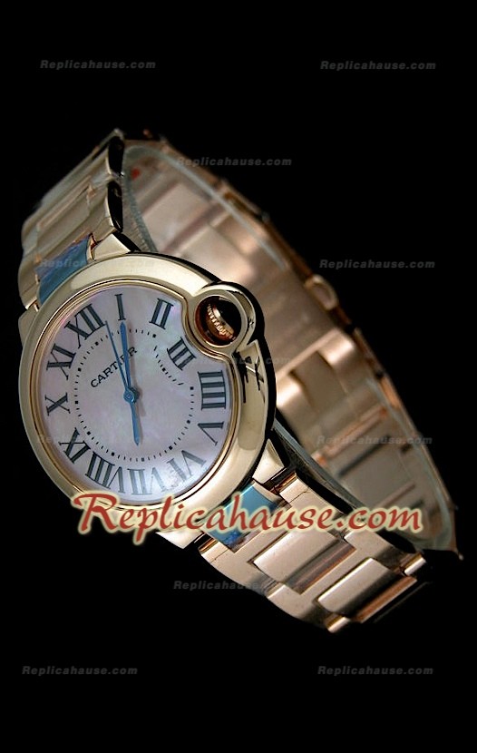 Ballon De Cartier Swiss Replica Montre - Taille Moyenne - Montre Or Rose 38 mm