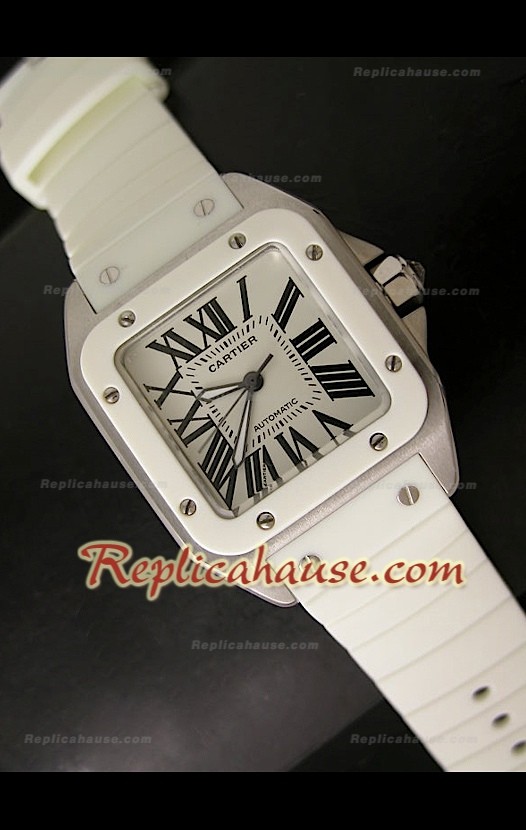 Cartier Santos 100 Swiss Femmes Automatic Montre en Marron - 33 mm