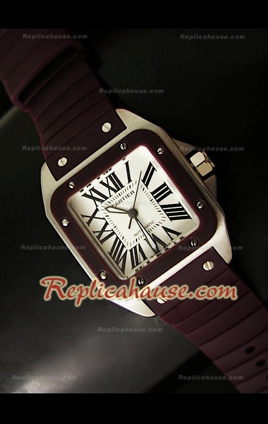 Cartier Santos 100 Swiss Femmes Automatic Montre en Noir - 33 mm