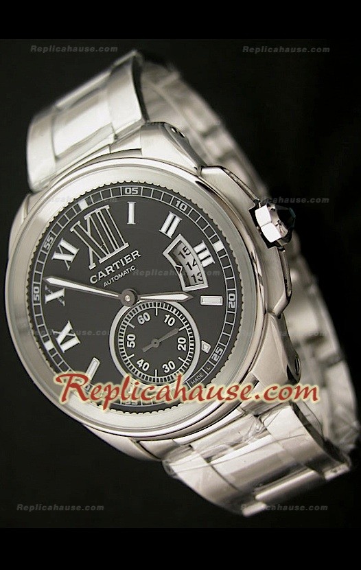 Calibre De Cartier Japanese Automatic Montre avec Cadran Noir