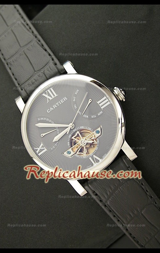 Cartier Tourbllon Japanese Replica Montre avec Cadran Gris