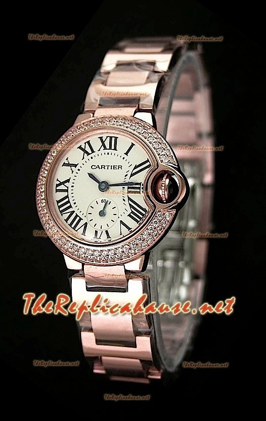 Ballon De Cartier Montre Femmes en Or Rose - Montre Suisse