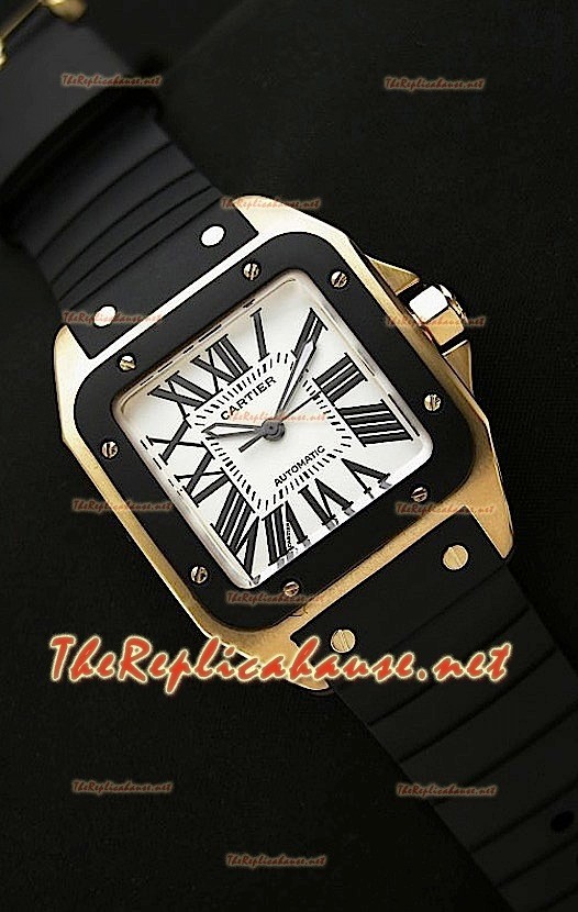 Cartier Santos 100 Montre Femmes Suisse en Or Rose - 33 mm - Réplique à l’Authentique 1 sur 1