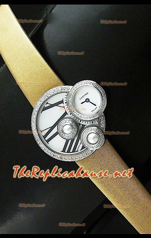 Perles de Cartier Swiss Femmes Montre avec Bracelet Or Acier Inoxydable 