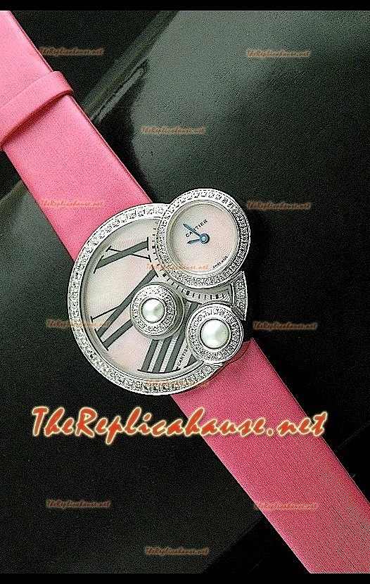 Perles de Cartier Swiss Femmes Montre avec Bracelet Rose en Acier Inoxydable 