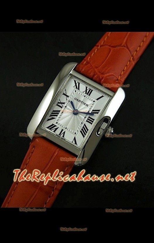 Cartier Tank Francaise Montre Femmes Bracelet Marron Clair Boîtier en Acier