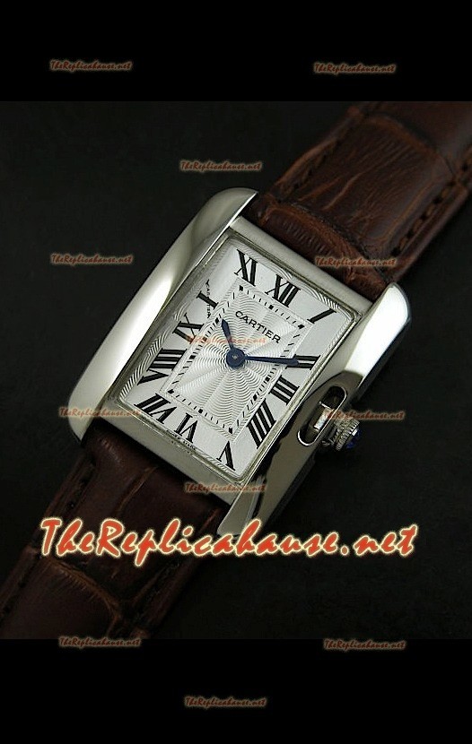 Cartier Tank Francaise Montre Femmes Bracelet Marron Boîtier en Acier