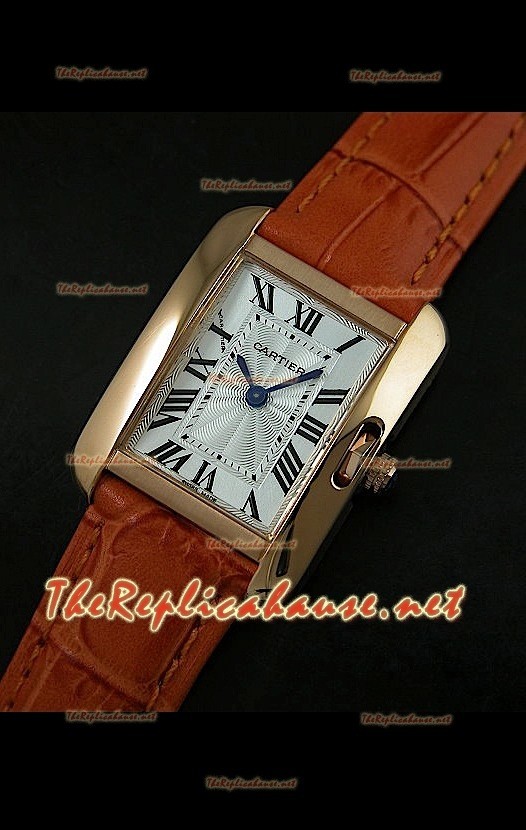Cartier Tank Francaise Montre Femmes Bracelet Marron Boîtier en Or